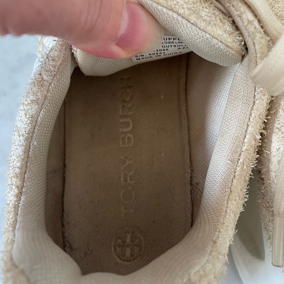Tory Burch Good Luck‎ Logo Trainer in Textured Ivory - Picture 9 of 12